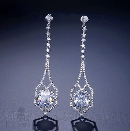 Casey Silver Bridal Earrings With Cubic Zirconia