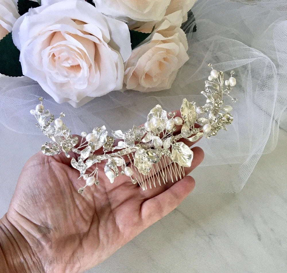 Cassidy Freshwater Pearl Crystal Bridal Hair Comb