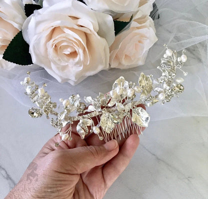 Cassidy Freshwater Pearl Crystal Bridal Hair Comb