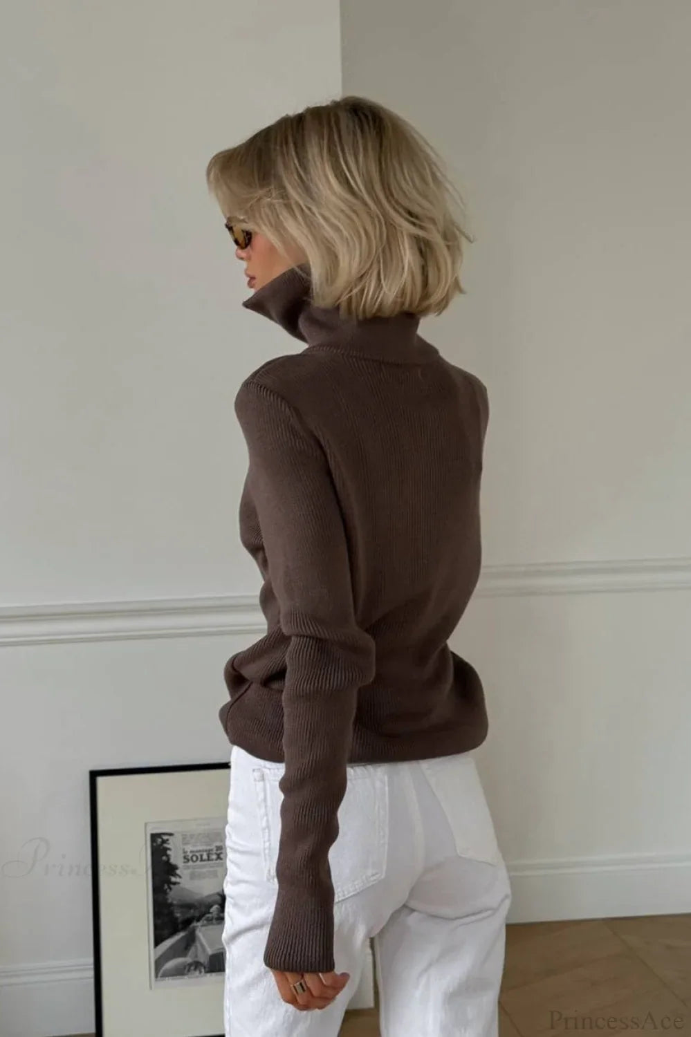 Casual Half-Zip Fitted Knit Long Sleeve Blouse