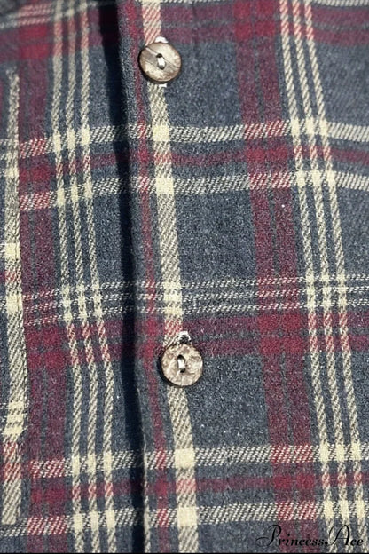Casual Plaid Lapel Shirt Blouse