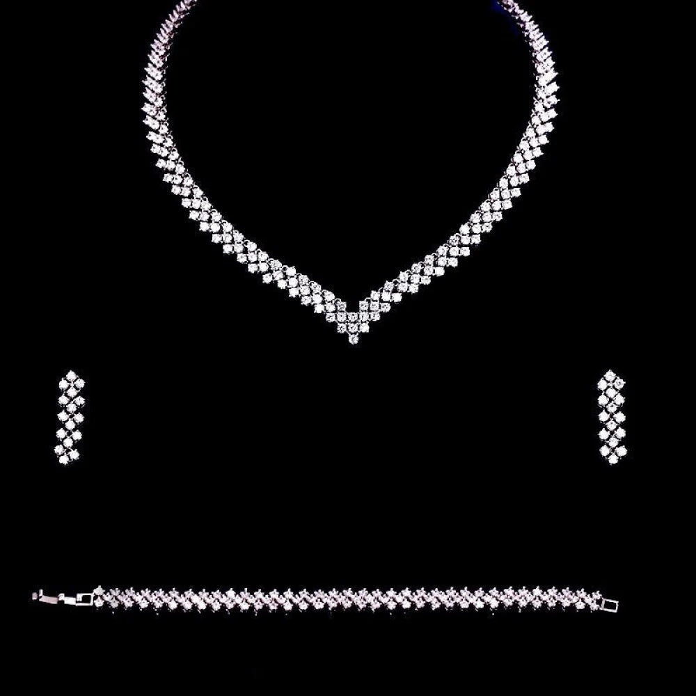 Catarina Silver Cz Bridal Jewelry Set - Three Pieces