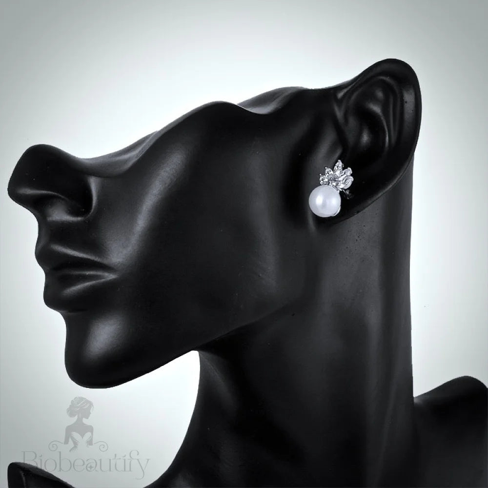 Catherine Pearl And Cubic Zirconia Wedding Earrings