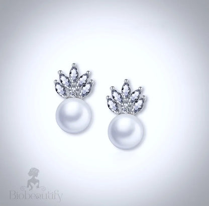 Catherine Pearl And Cubic Zirconia Wedding Earrings