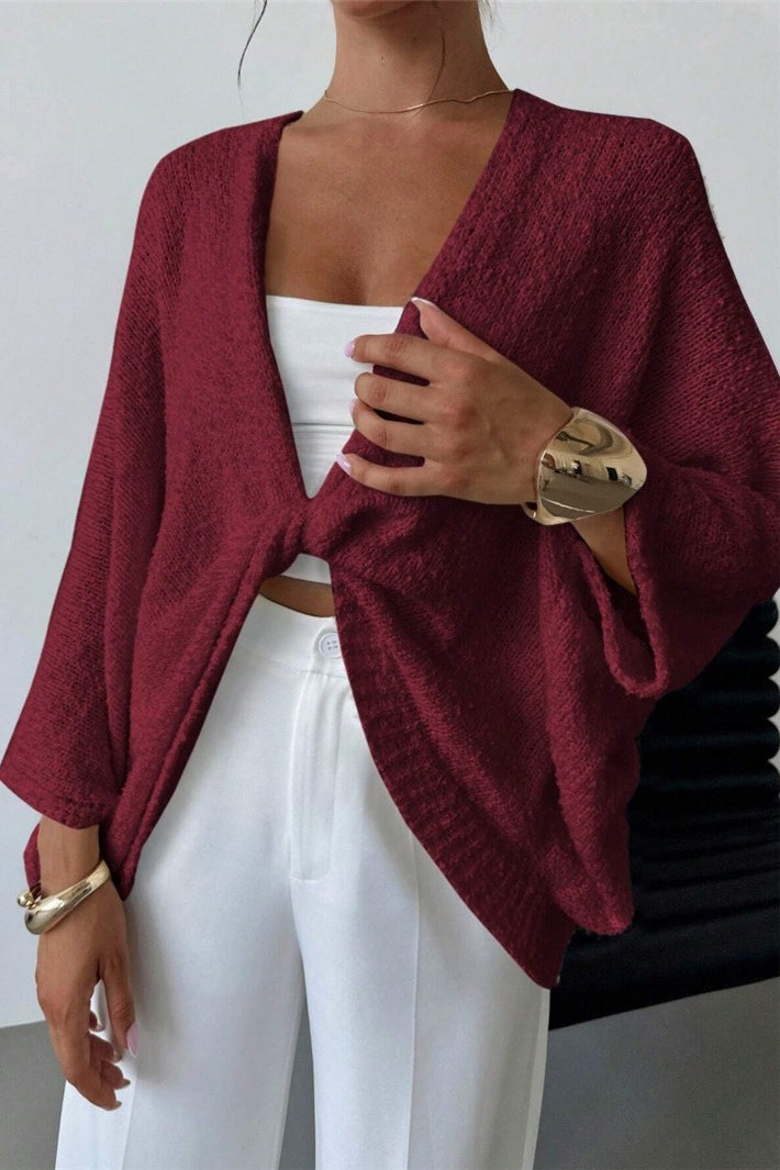 Draped Open Front Wrap Sweater