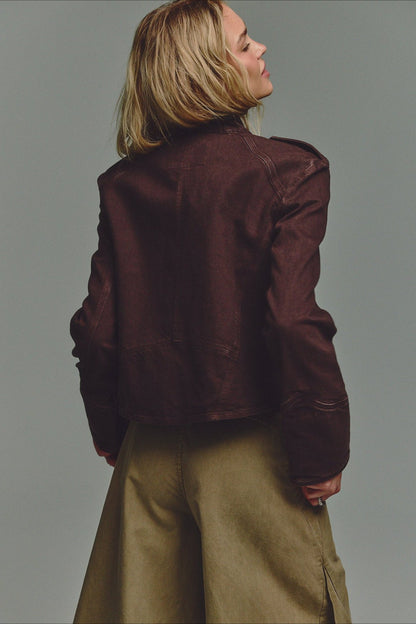 Cropped Double Breasted Military Jacket