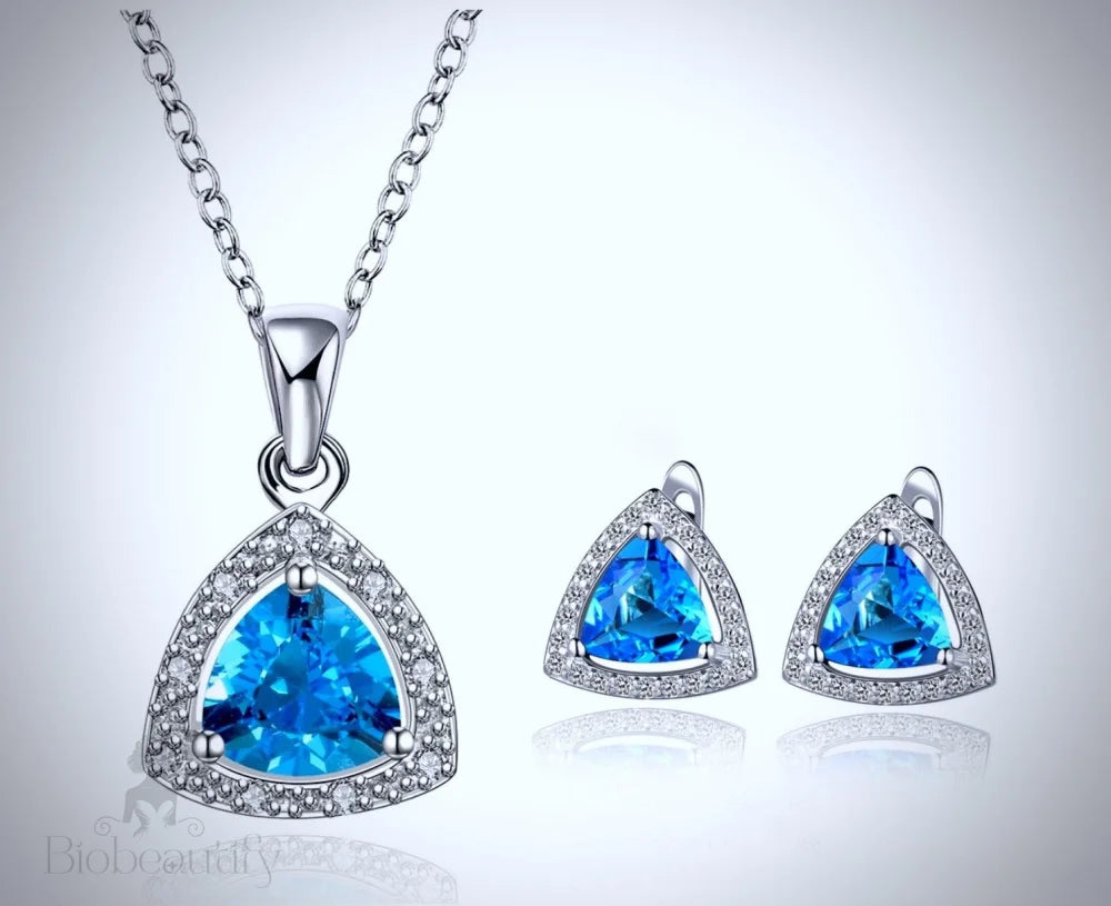 Celeste Geometric Necklace And Earrings Set With Cubic Zirconia