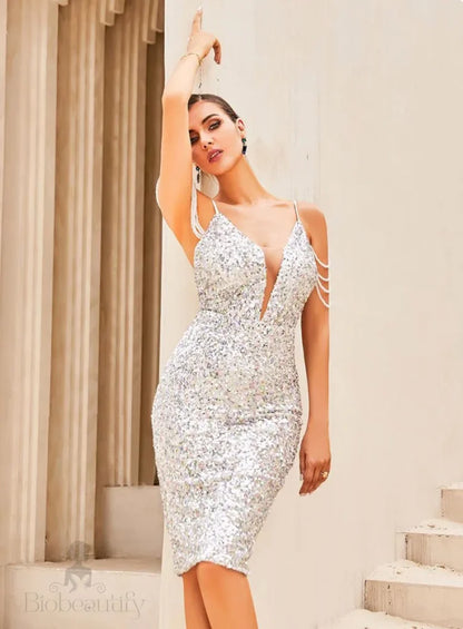 Celeste Rhinestones Sequined Dress