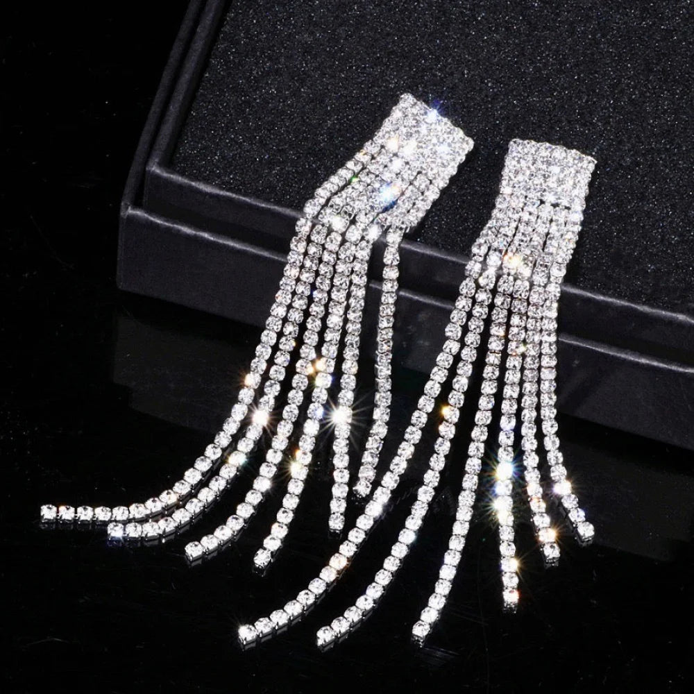 Celia Bridal Crystal Fringe Earrings