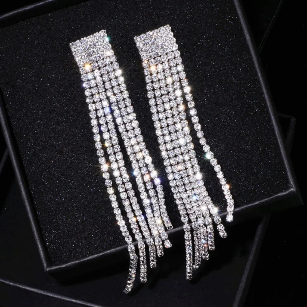 Celia Bridal Crystal Fringe Earrings