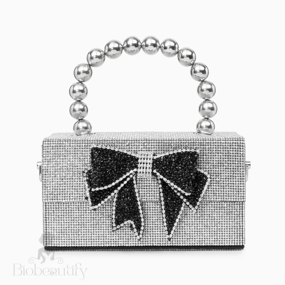 Celia Pearl Chain Bow Bag Black