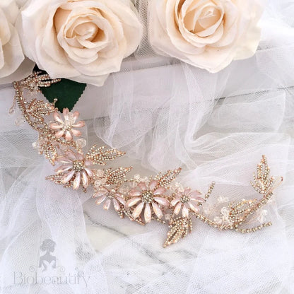 Celine Floral Hair Accessory For Brides - Yellow Gold And Rose Options Available