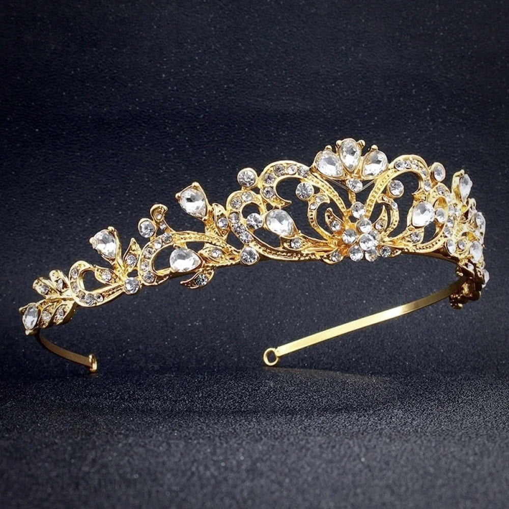 Wedding Hair Accessories - Rhinestone Bridal Tiara - Available in Silver and Yellow Gold