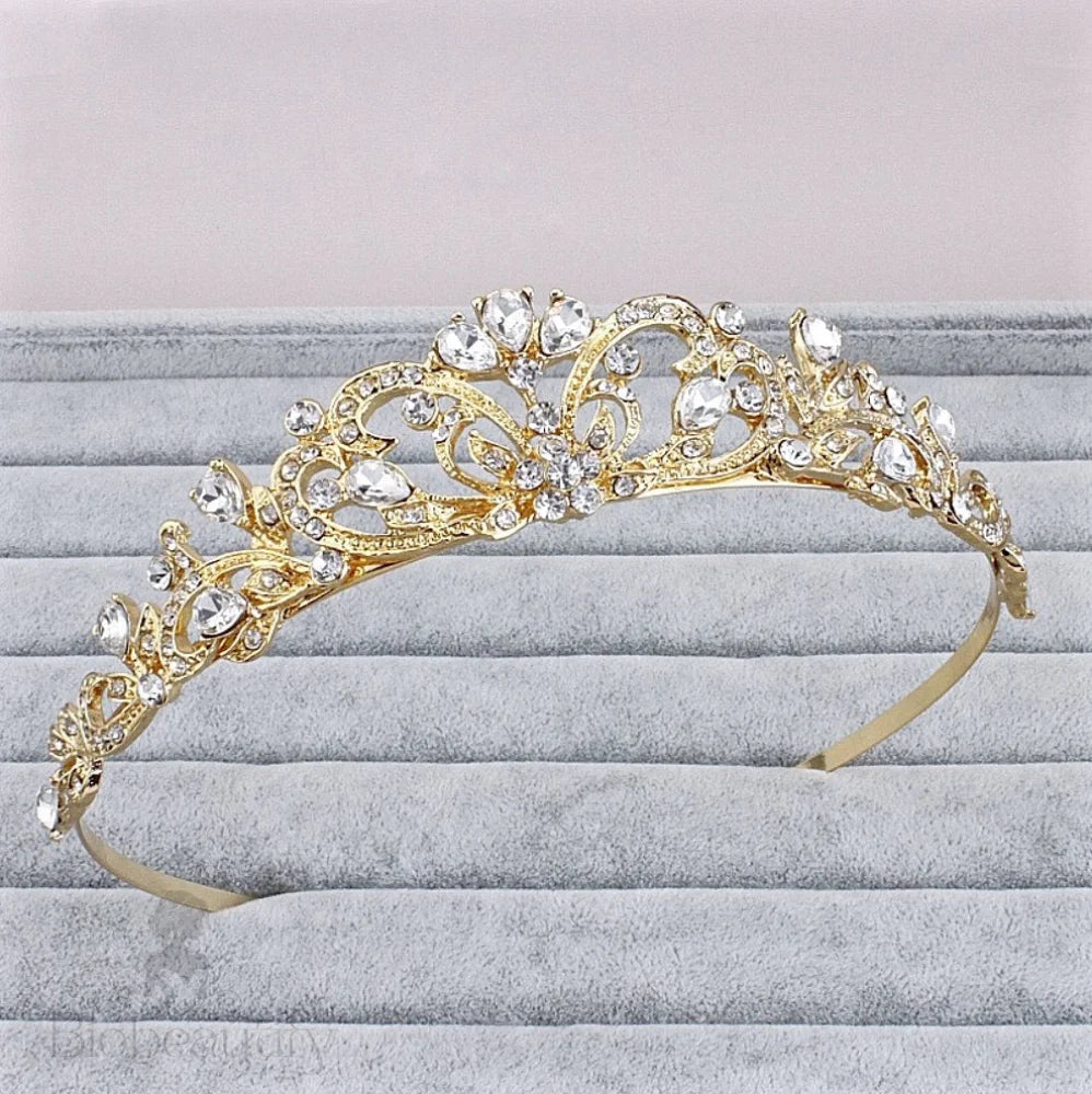 Chantelle Rhinestone Bridal Tiara Silver Yellow Gold