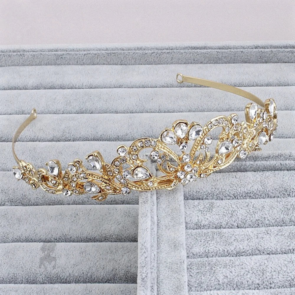 Chantelle Rhinestone Bridal Tiara Silver Yellow Gold