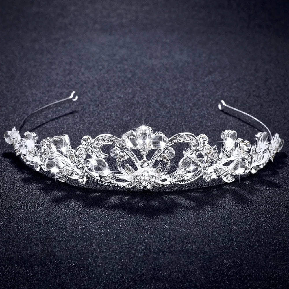 Chantelle Rhinestone Bridal Tiara Silver Yellow Gold