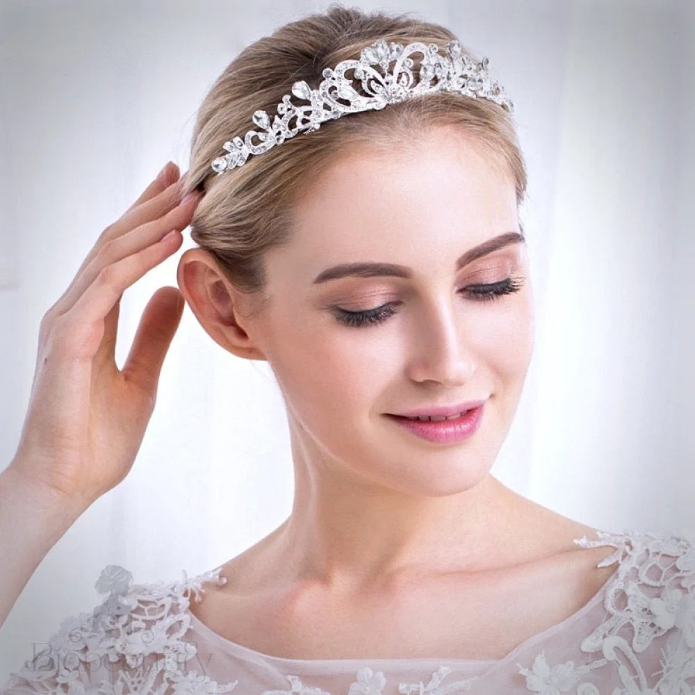 Chantelle Rhinestone Bridal Tiara Silver Yellow Gold