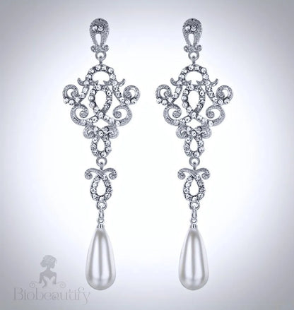 Charleston Rhinestone Pearl Bridal Earrings