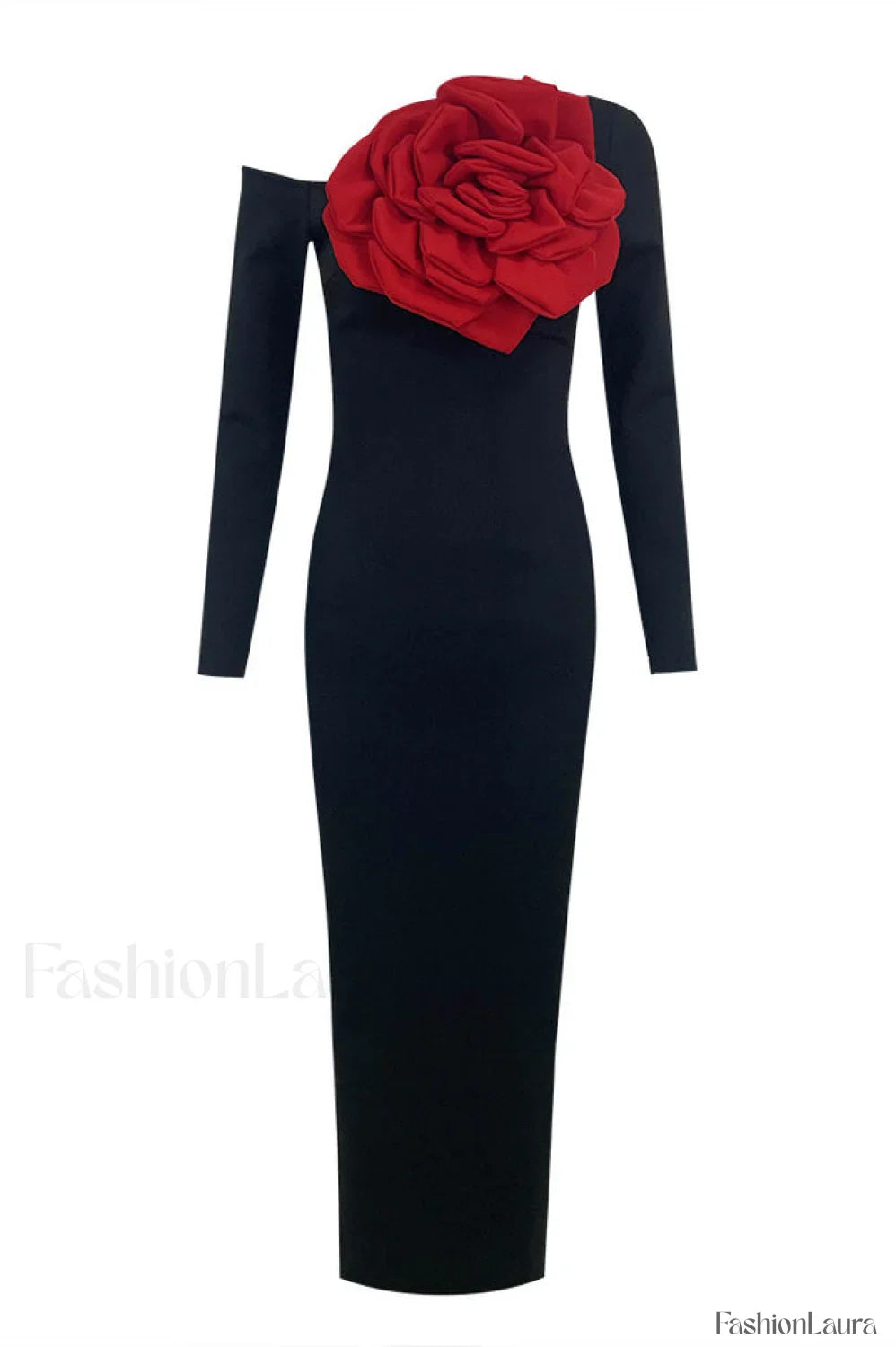 Charlotte Elegant Rose Dress XS / Black
