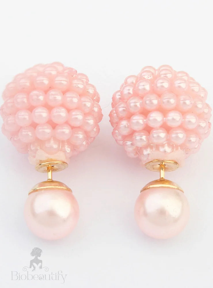 Charm Pearl Statement Stud Earrings Pink