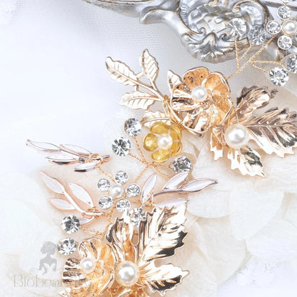 Charmaine Gold Pearl Bridal Hair Accessory