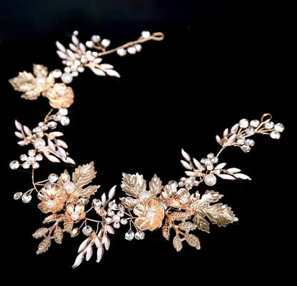 Charmaine Gold Pearl Bridal Hair Accessory