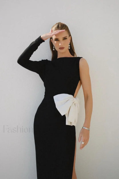 Chloe One Shoulder Charming Bow Detail Dress