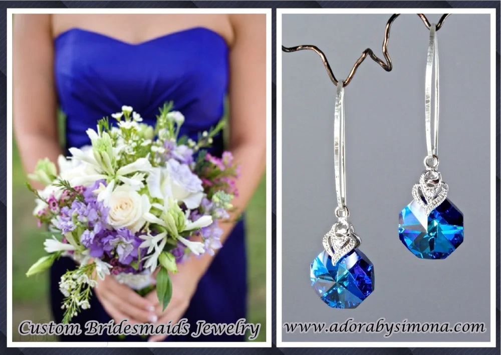 Chloe Swarovski Crystal Sterling Silver Earrings For Bridesmaids