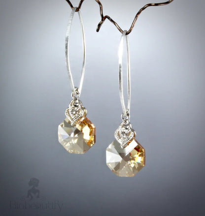 Chloe Swarovski Crystal Sterling Silver Earrings For Bridesmaids 6. Golden Shadow