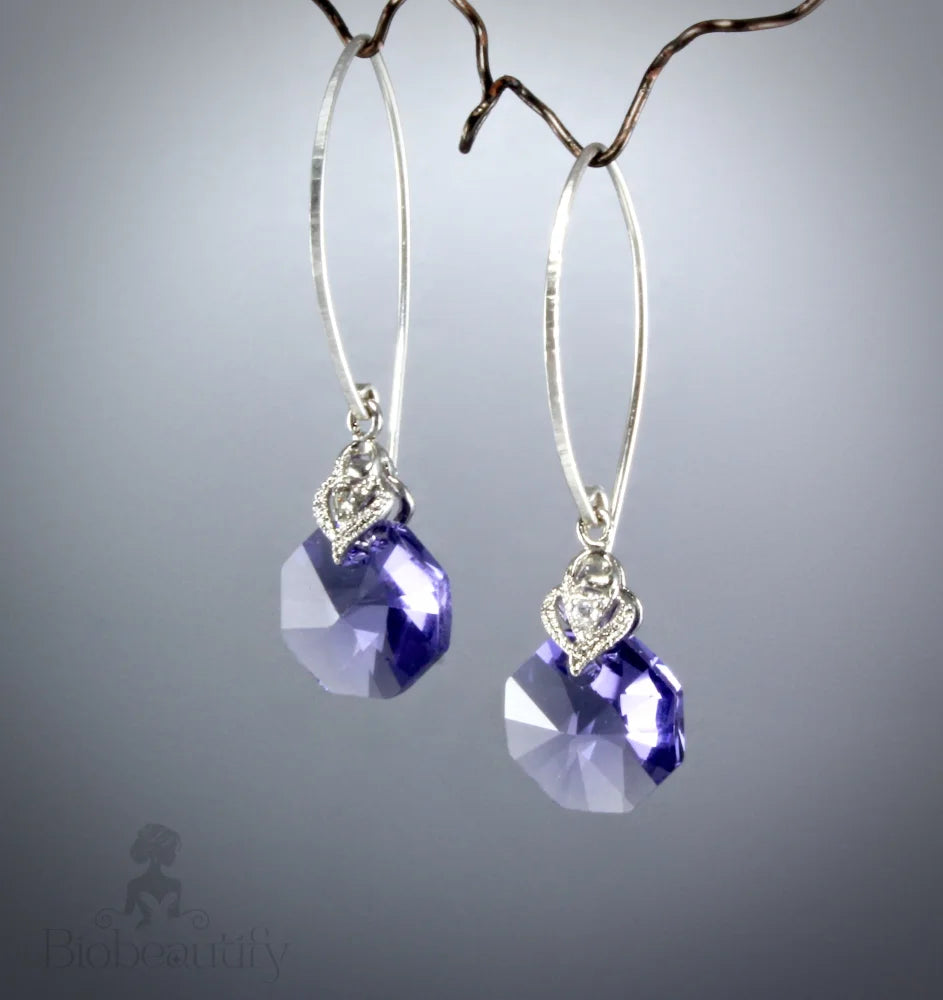 Chloe Swarovski Crystal Sterling Silver Earrings For Bridesmaids 8. Tanzanite