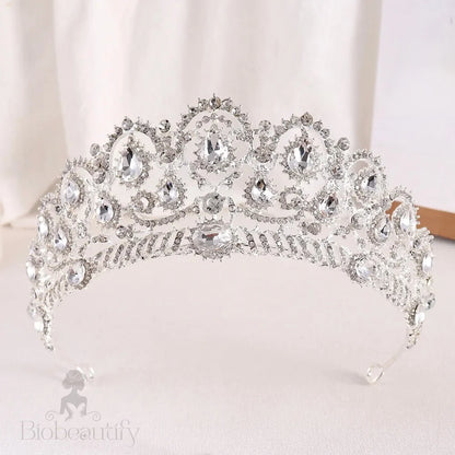 Chrysta Rhinestone Bridal Tiara Silver Rose Gold Yellow