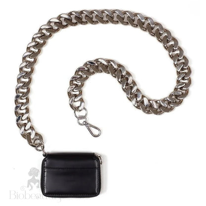 Chunky Chain Vegan Leather Micro Mini Crossbody Bag - Black One Size /