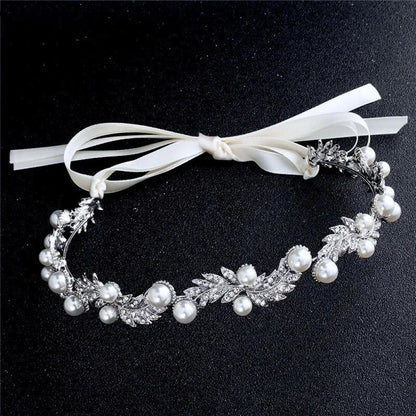 Clarissa Silver Pearl Crystal Bridal Headband