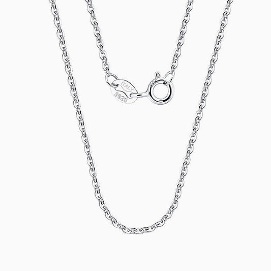 Rhodium Plated Sterling Silver Classic Cable Dainty Chain Necklace / 16’’