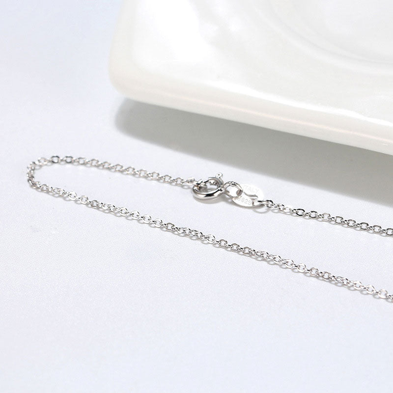Rhodium Plated Sterling Silver Classic Cable Dainty Chain Necklace / 18’’