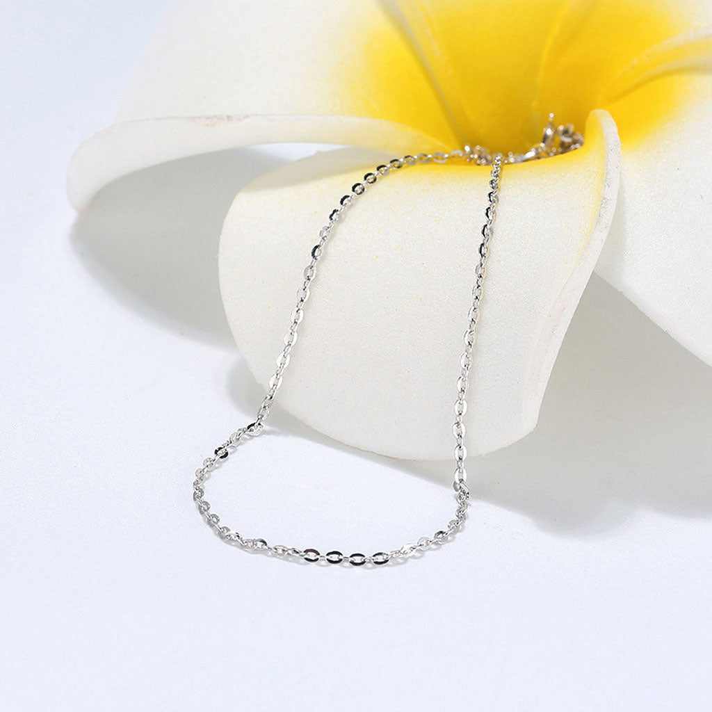 Rhodium Plated Sterling Silver Classic Cable Dainty Chain Necklace / 20’’