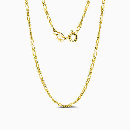 Sterling Silver Polished Figaro Chain Necklace Gold / 16’’