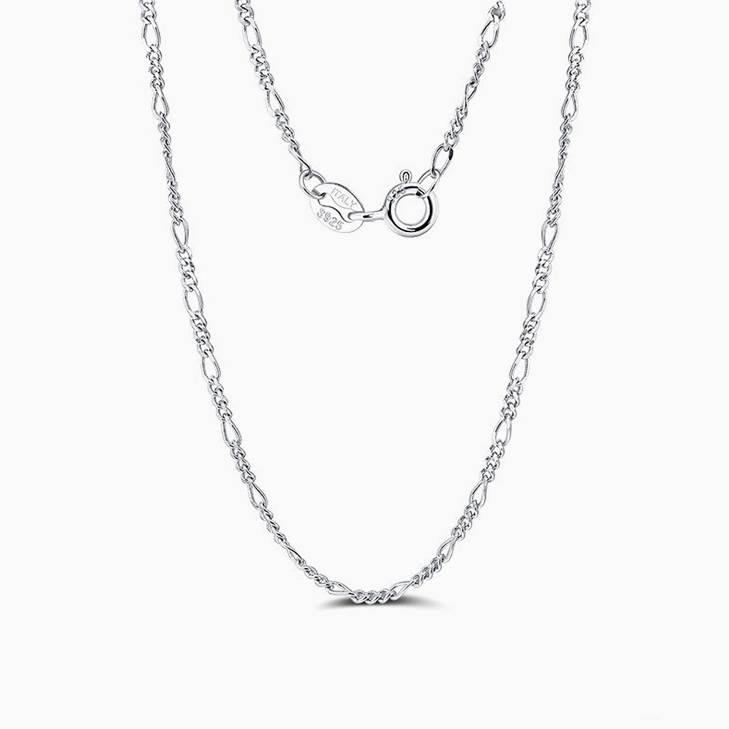Sterling Silver Polished Figaro Chain Necklace / 16’’