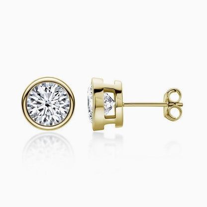 Sterling Silver Round Moissanite Solitaire Stud Earrings Gold / 0.5Ct