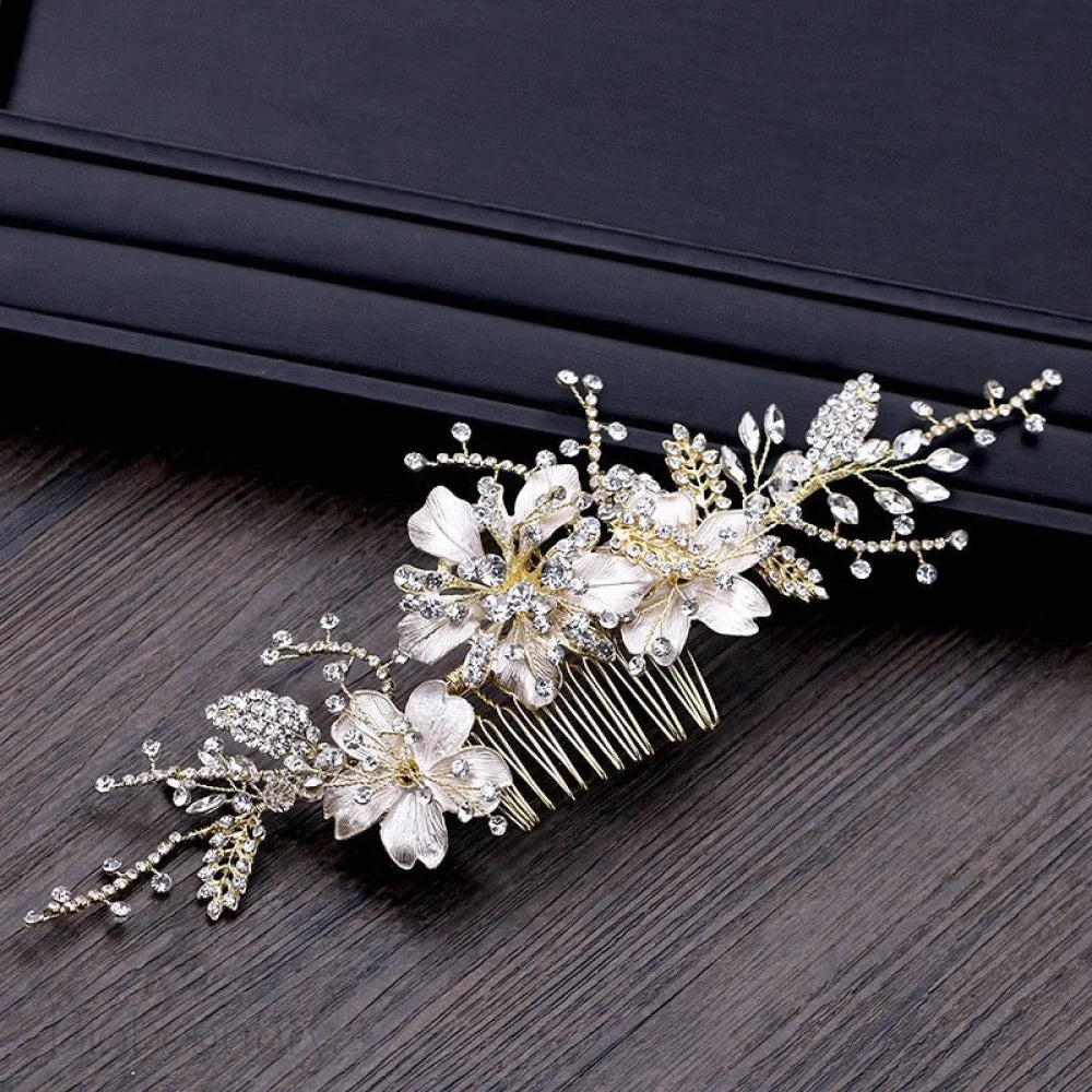 Claudia Crystal Hair Comb For Brides - Gold And Silver Options