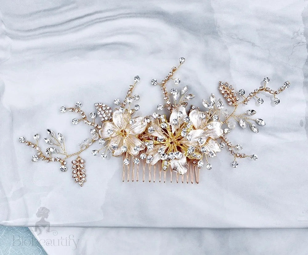 Claudia Crystal Hair Comb For Brides - Gold And Silver Options