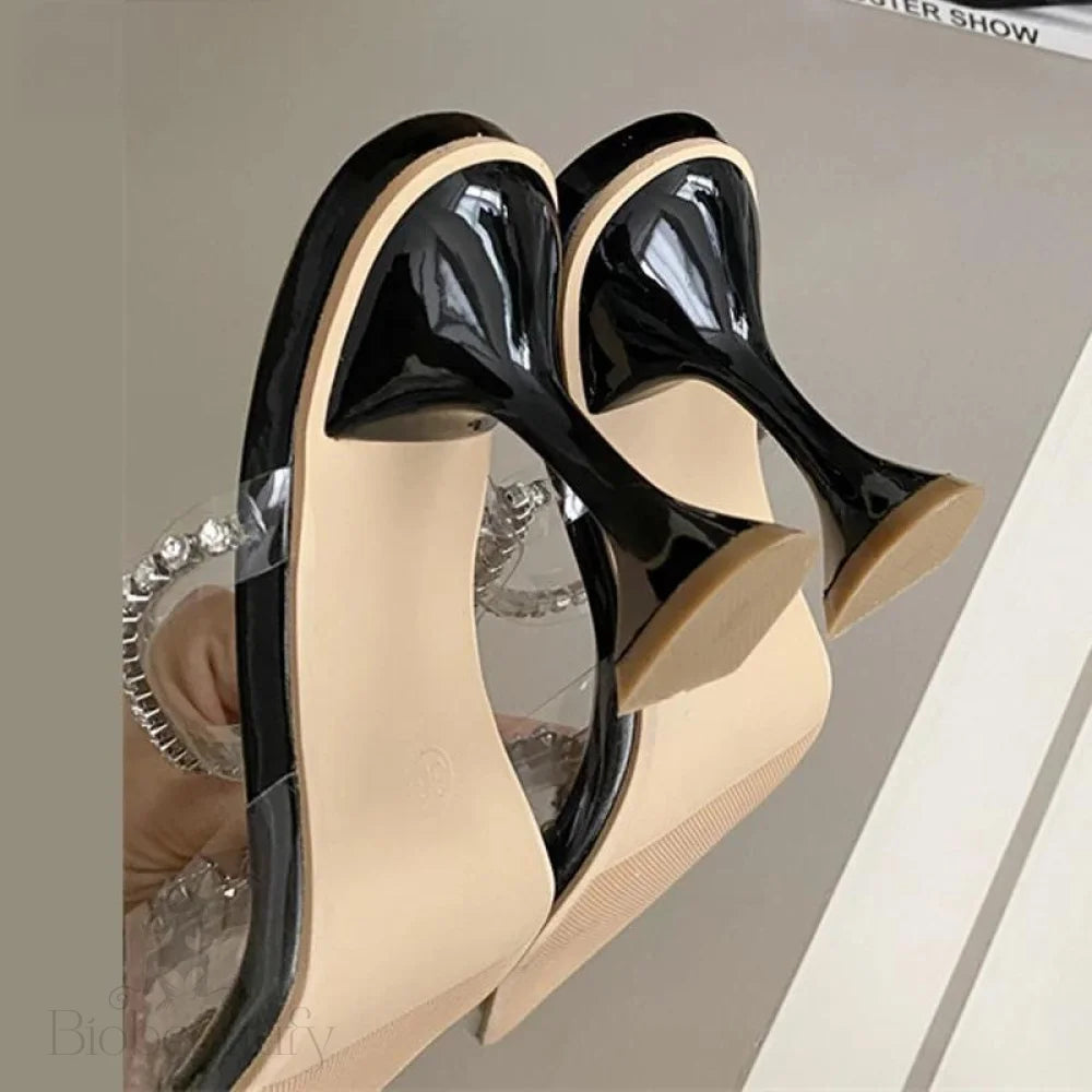 Clear Pvc Square Buckle Pumps With Perspex High Heel