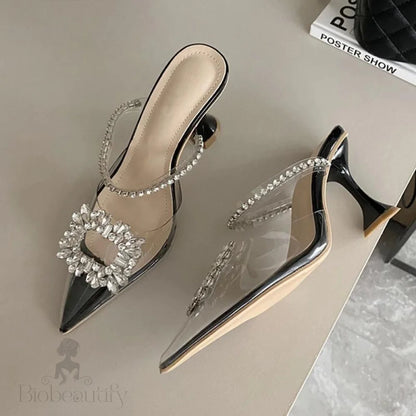 Clear Pvc Square Buckle Pumps With Perspex High Heel