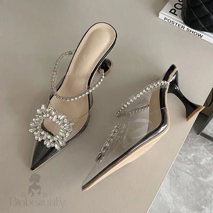 Clear Pvc Square Buckle Pumps With Perspex High Heel Black / 39