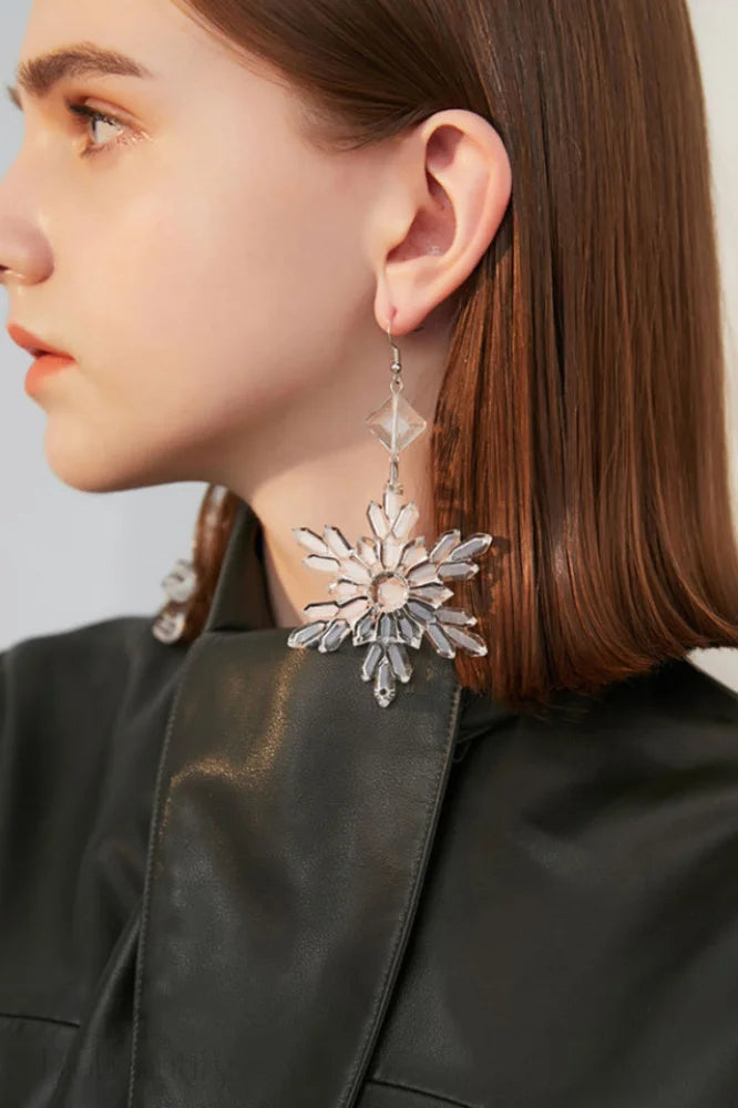 Clear Snowflake Earrings