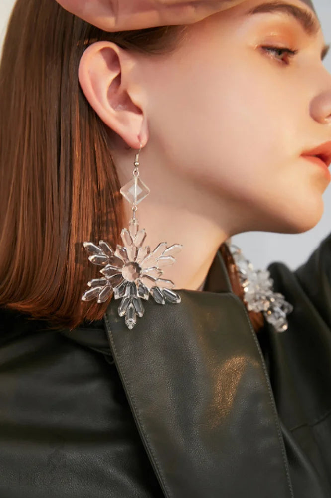 Clear Snowflake Earrings