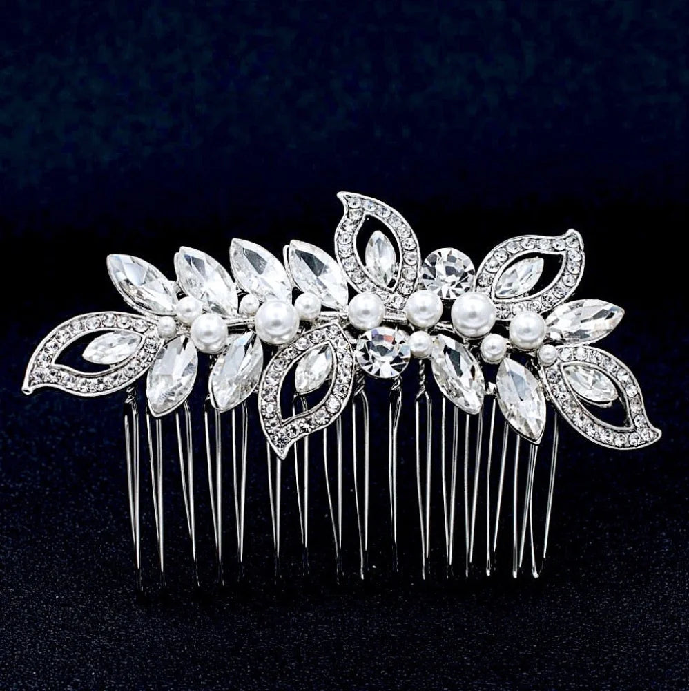 Wedding Hair Accessories - Pearl and Crystal Bridal Hair Comb - Available in Rose Gold and Silver