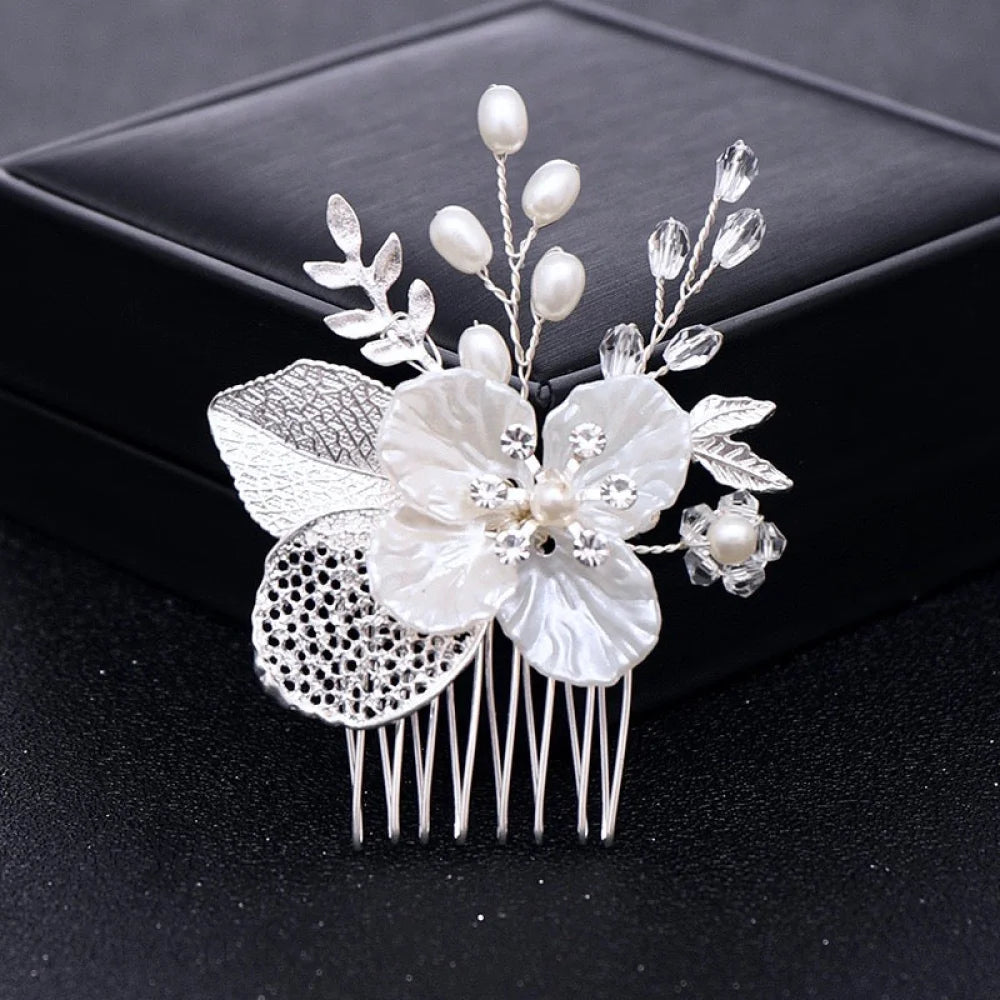 Wedding Hair Accessories - Pearl and Crystal Bridal Hair Comb - Available in Yellow Gold and Silver