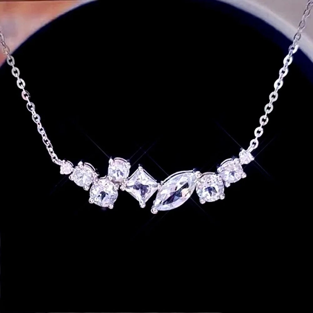 Colla Minimalist 925 Sterling Silver Cubic Zirconia Wedding Necklace