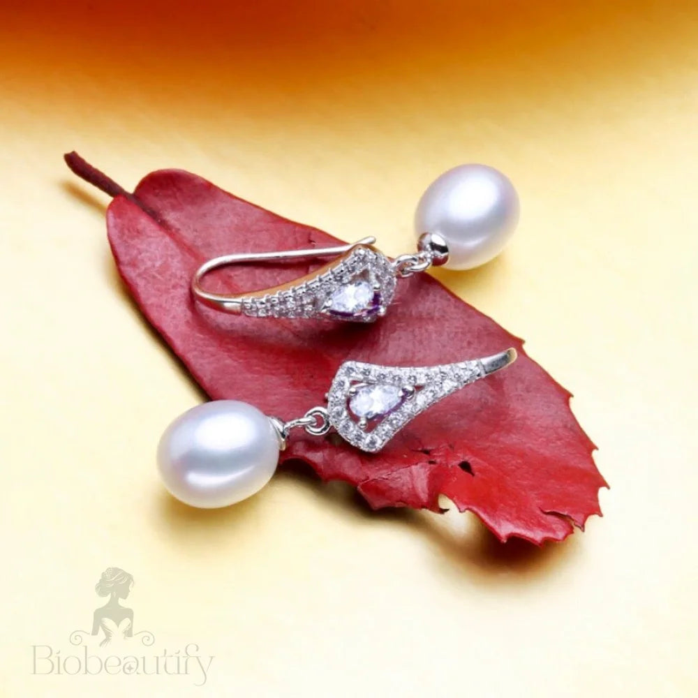 Colleen Freshwater Pearl Sterling Silver Bridal Earrings